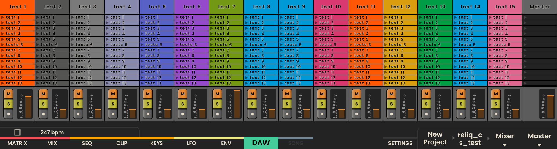 Bitwig Master View