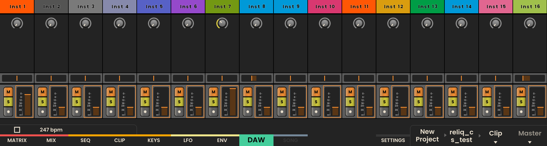Bitwig Mix Page