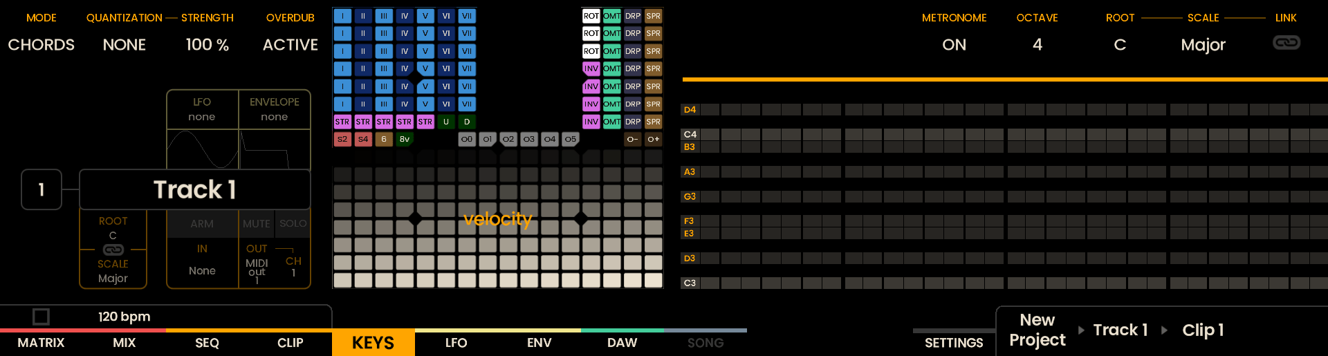 Chord Mode – Keys Page Overview