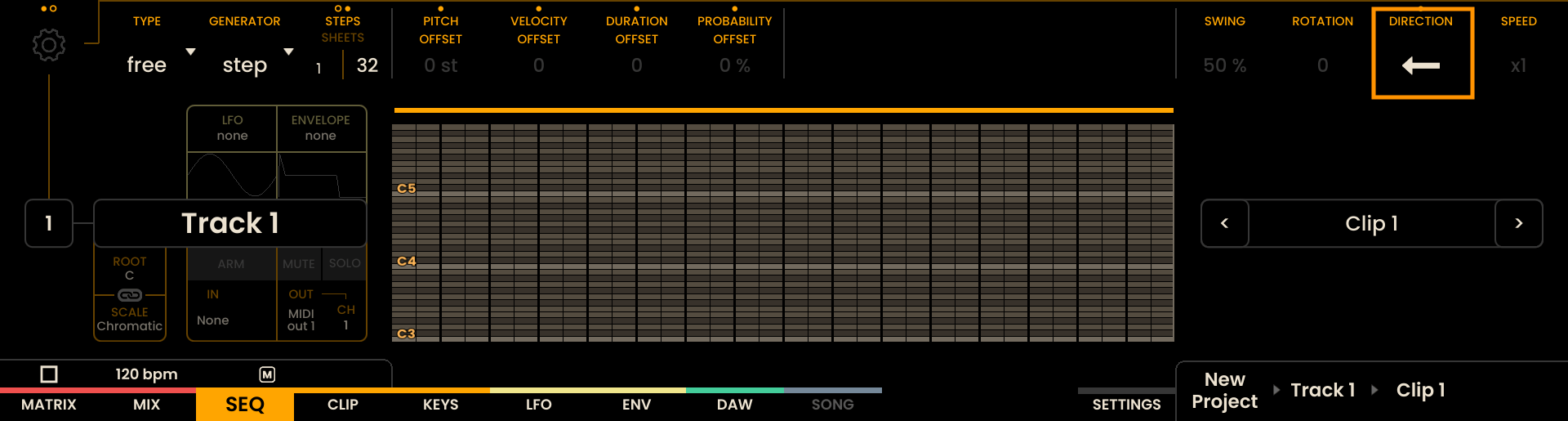 Direction Selection Screenshot