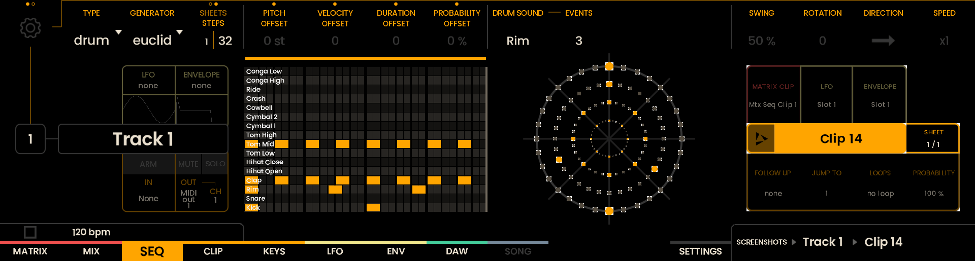 Drum Piano Roll Euclidean Screenshot