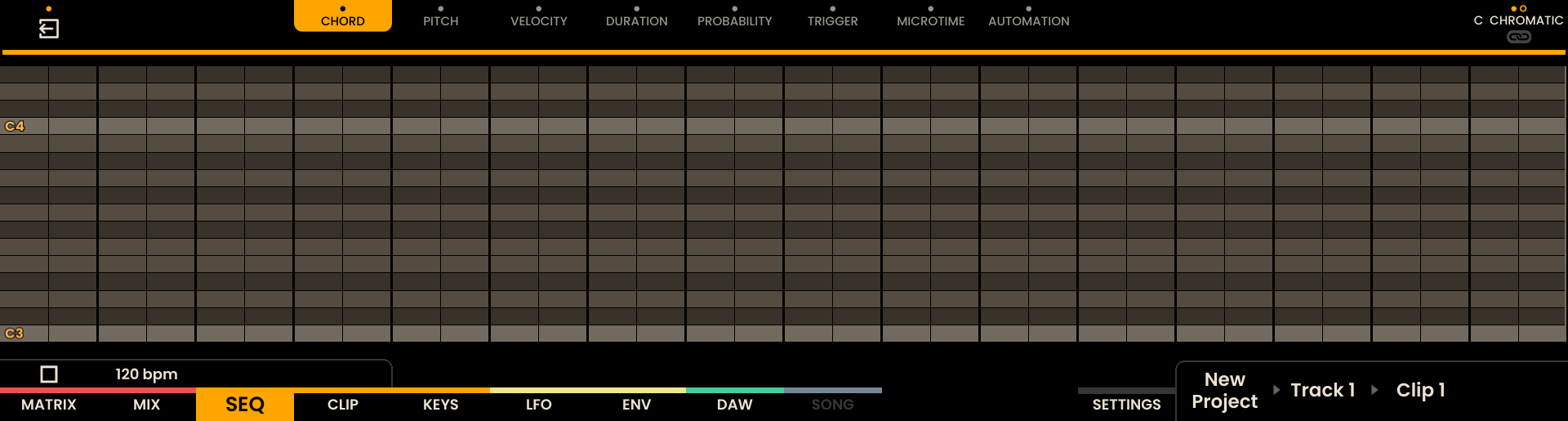 Pianoroll Chord mode tab