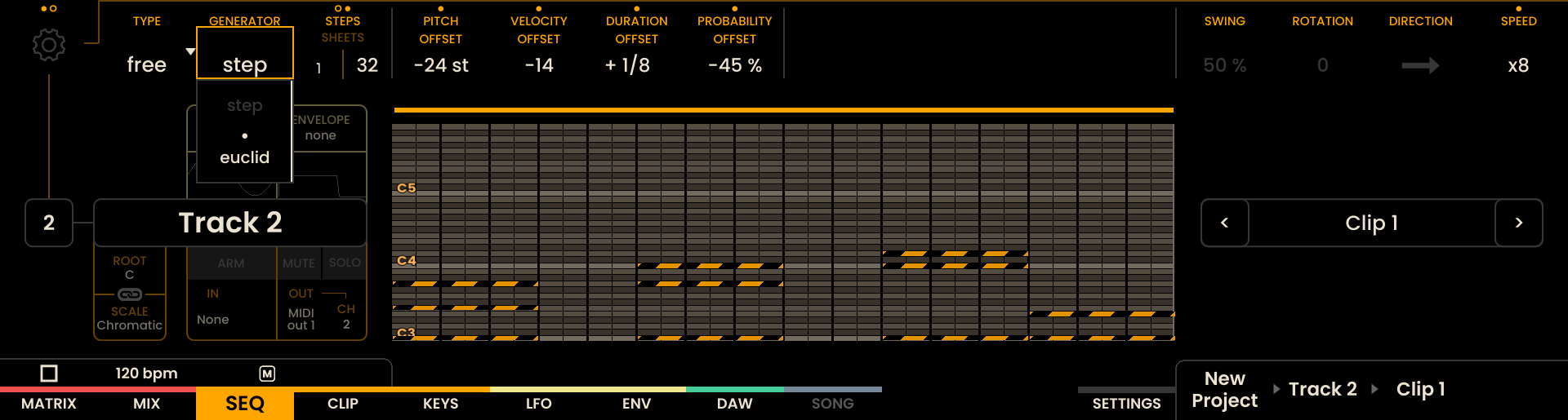 Track Type Selection Screenshot