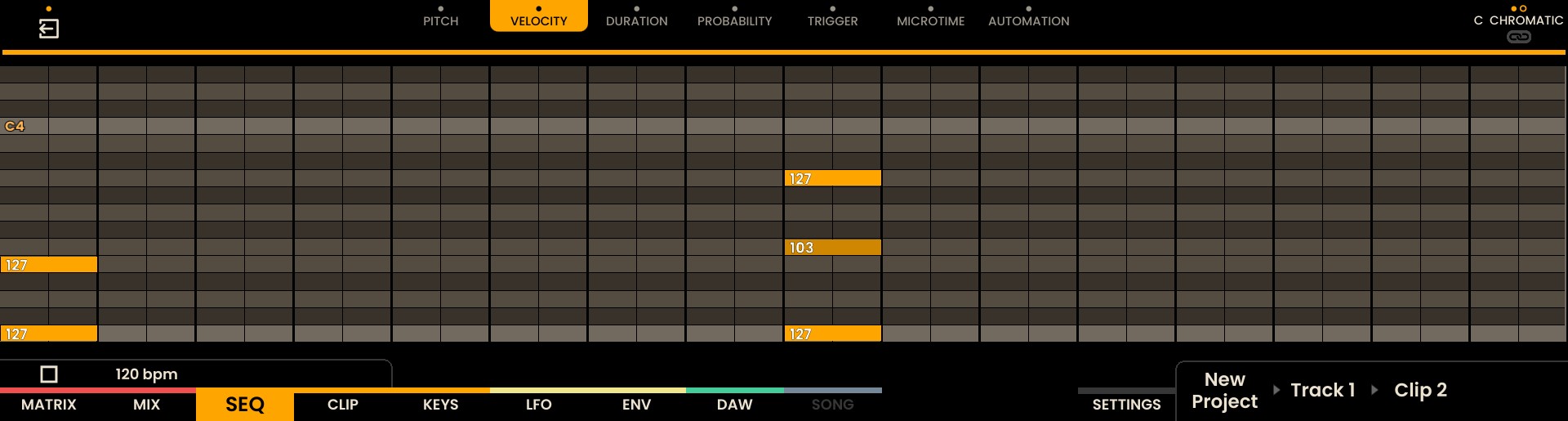 Velocity Piano Roll Screenshot